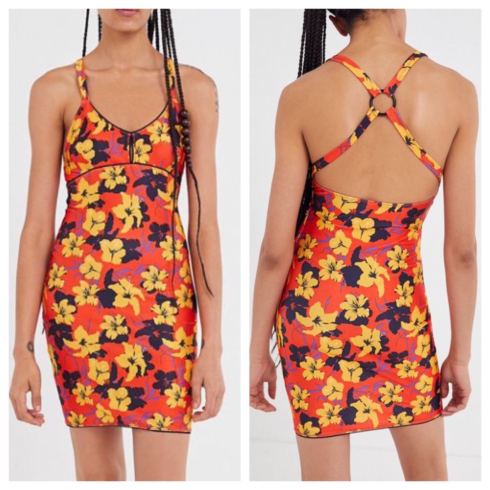 NWT UO Retro Tropic Floral Stretch Crossback Dress